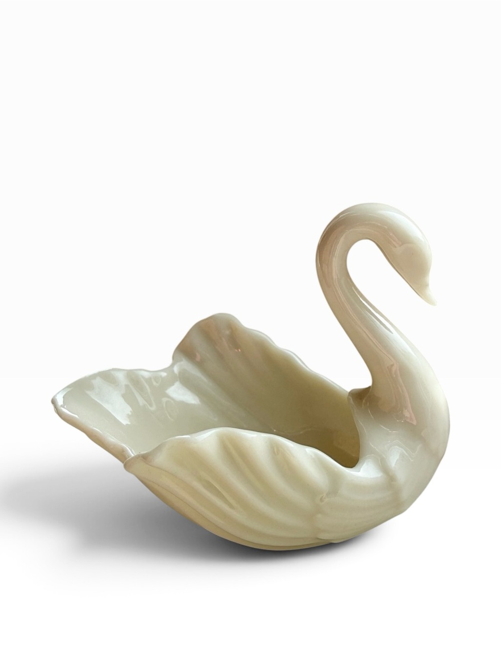 Vintage Lenox Miniature Porcelain Swan 1960's Gold Mark Ring Trinket Holder